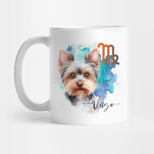 Virgo Zodiac Sign Cute Yorkshire Terrier watercolor art Mug